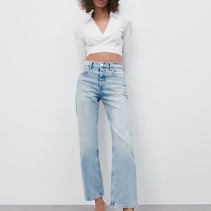 NWT Zara Straight Leg Jeans in Light Blue